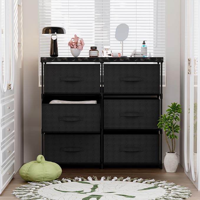 GcdPai Dresser with 6 Fabric Larger Drawer Stand Desktop Sturdy Metal Plastic - Image 6