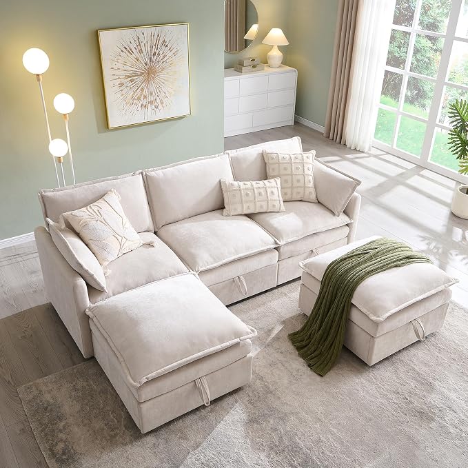 88.98" Sectional Couches for Living Room, Cloud Couch Sectional by wow97EnrichYourLivingspace