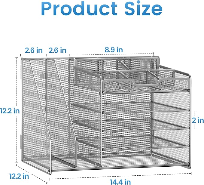 Lavatino 5-Tier Metal Mesh Desk Organizer - Image 7