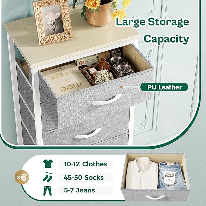 Huuger Tall Dresser for Bedroom, Stable 6 Drawer Dresser - Image 7