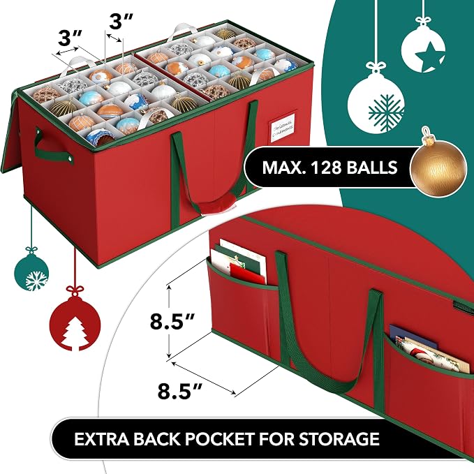 Simple Houseware 128 Christmas Ornament Storage Box - Image 3