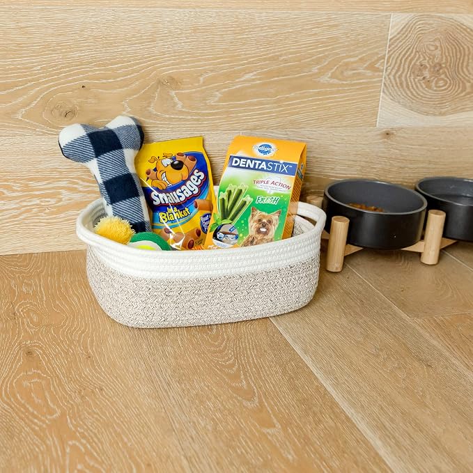 NaturalCozy 5-Piece Rectangle Storage Basket Set- Natural Cotton Rope Woven - Image 6