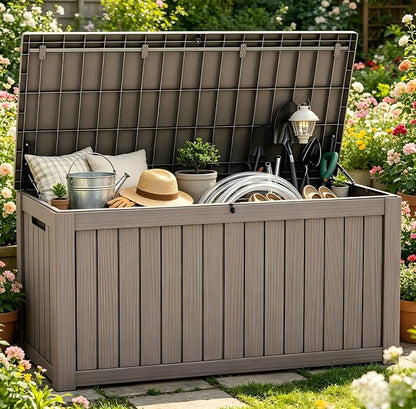 270 Gallon Extra Large Deck Box Outdoor, Resin Storage Box Outdoor Waterproof by Unknown