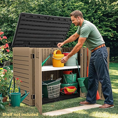 DWVO 35 Cuft Outdoor Horizontal Storage, Waterproof Resin Storage Shed - Image 4