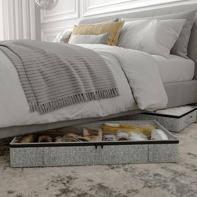 Gray Low Profile Under Bed Storage Containers 5 inches high, 33.8"x 17.7"x 5.1" - Image 6