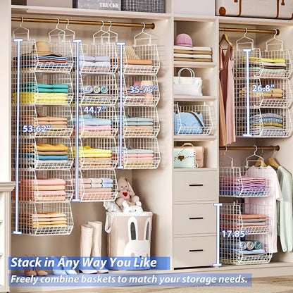 6 Tier Extended Depth Hanging Closet Organizer, Closet Storage Hanging Shelves - Image 6