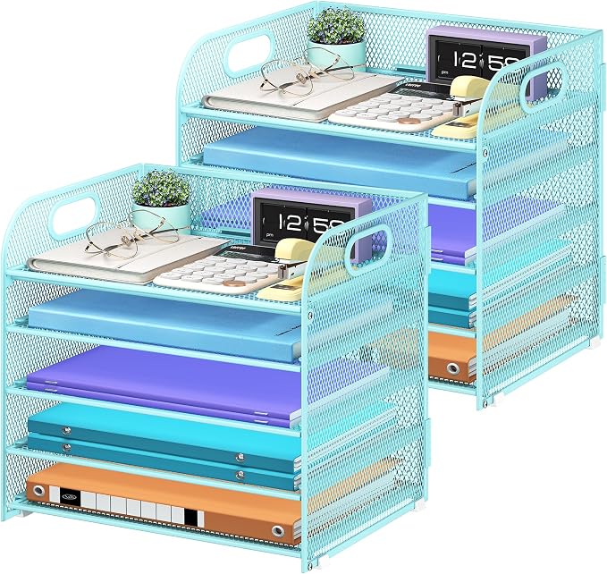 Cawukege 2 Pack 5 Tier Paper Organizer, Letter Tray by Cawukege