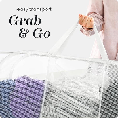 Handy Laundry Collapsible Laundry Basket, 3-Compartment Mesh Laundry Sorter - Image 7