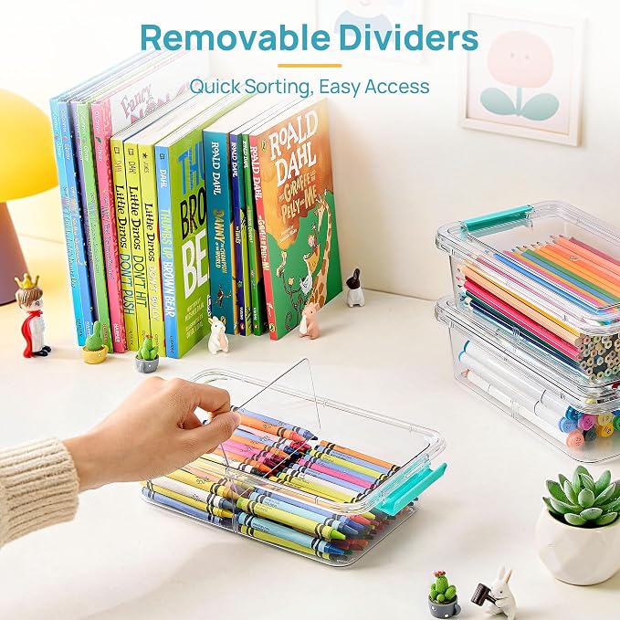 Vtopmart 4 Pack 1.5Qt Clear Pencil Box, Plastic Pencil Holder - Image 3