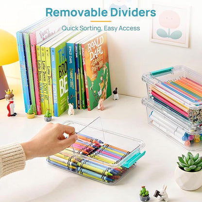 Vtopmart 4 Pack 1.5Qt Clear Pencil Box, Plastic Pencil Holder - Image 3