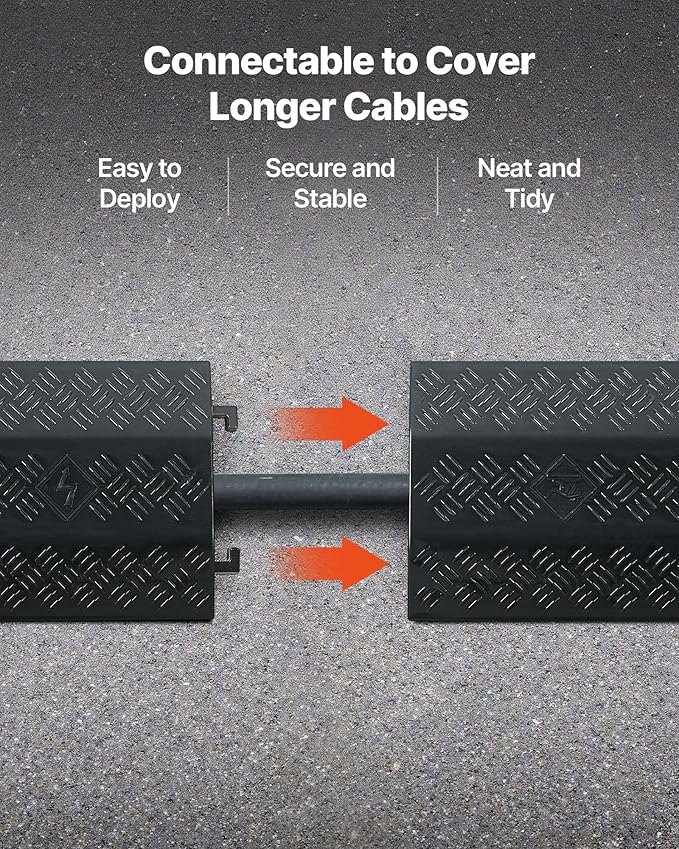 VEVOR 1 Pack Drop Over Cable Cover, 2 Channel Heavy Duty Cable Hose Protector - Image 6
