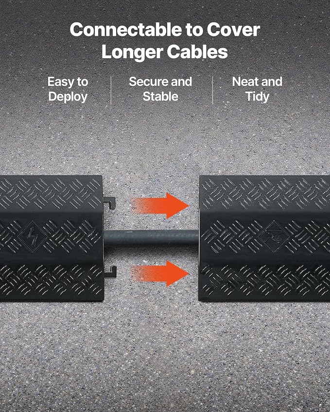 VEVOR 3 Pack Drop Over Cable Cover, 2 Channel Heavy Duty Cable Hose Protector - Image 6