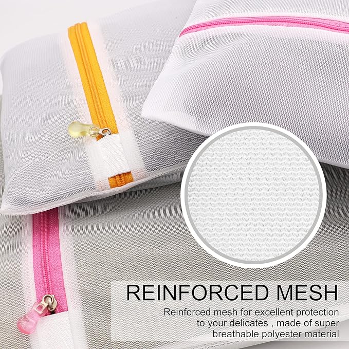 Mesh Laundry Bags 3-Pack Laundry Wash Bag Colorful Zipper - Image 4
