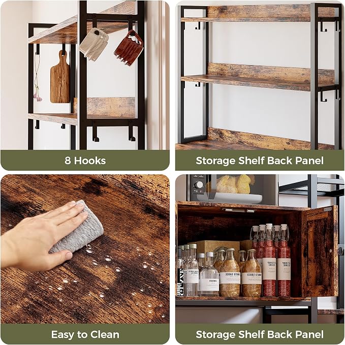 IRONCK Bakers Rack with Cabinet, Kitchen Bakers Rack with Power Outlets - Image 6