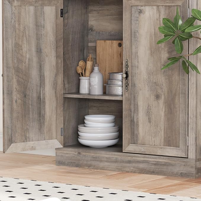 71.4" Tall Bookshelf with Cabinet, 5-Tier Floor Standing Bookcase with Doors & - Image 6