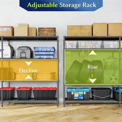 52.4W Wire Shelving Rack, 4Tier Metal Shelving Unit, 1120LBS Heavy Duty Storage - Image 6