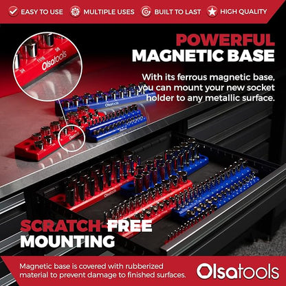 Olsa Tools Magnetic Socket Organizers | 3 Piece Set Socket Holder Kit | 1/2-Inch - Image 4