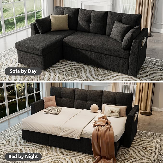 Huatean Home Sleeper Couch Sofa, Sectional Sleeper Sofa Bed - Image 4