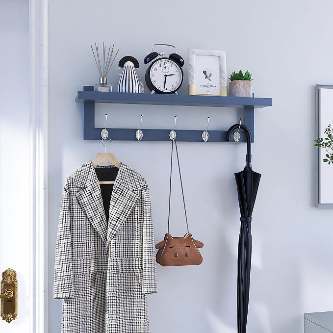 SMIBUY Coat Hooks with Shelf Wall-Mounted, 29.2 Inch Entryway Coat Rack - Image 3