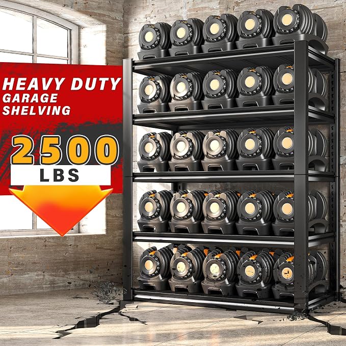 REIBII 40" W Garage Shelving, Heavy Duty Storage Shelves Load 2500LBS, 5-Tier - Image 4