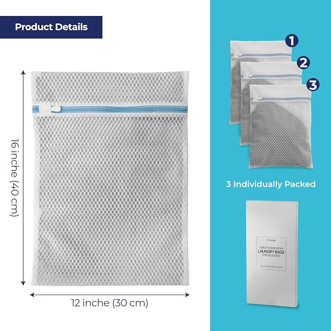 Laundry Bags for Delicates, Honeycomb Mesh, 12 x 16 Inches - Image 2