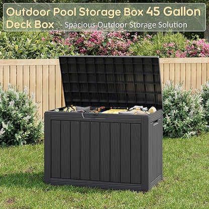 NUNU LAB Outdoor Storage Box, 45 Gallon Outside Deck Box Waterproof, Resin - Image 2