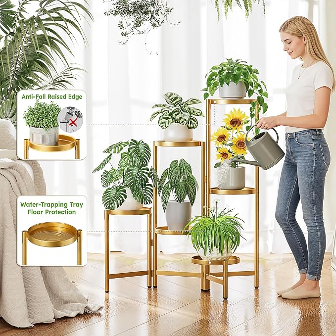 6 Tiered Plant Stand Indoor for Multiple Large Planter, Tall Heavy Duty - Image 5