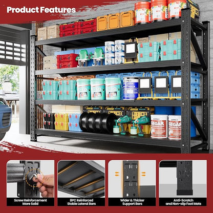 71" Wide Storage Shelves, 5000LBS Garage Shelving Heavy Duty, Standing Shelf - Image 3