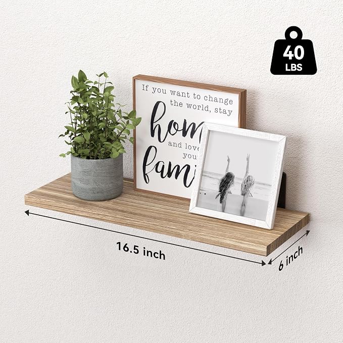 WOPITUES Wood Floating Shelves Set of 6, Shelves - Image 3