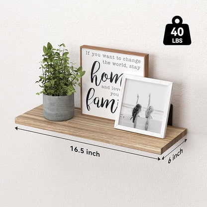 WOPITUES Wood Floating Shelves Set of 6, Shelves - Image 3