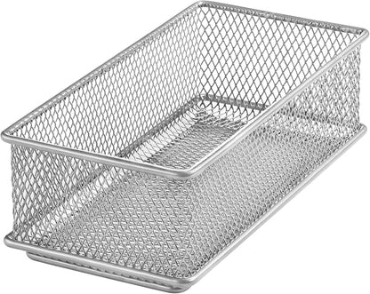 YBM HOME Silver Mesh Drawer Cabinet and or Shelf Organizer Bins, School Supply by YBMHome
