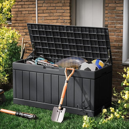 Greesum 82 Gallon Resin Deck Box All Weather Large Outdoor Storage - Image 2