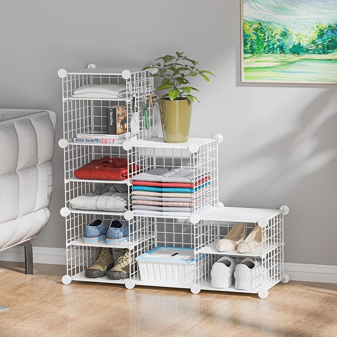 Wire Cube Storage Organizer, 6 Cubes Converted into 7 Cubes, Sturdy Metal Grids - Image 2