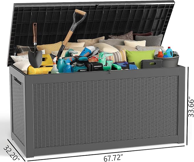 320 Gallon Large Deck Box, Resin Outdoor Storage Box - Image 2