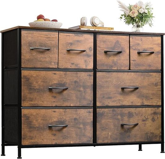 WLIVE Wide Dresser for Bedroom, 8 Drawer Chest of Drawers, Rustic Brown | 8 by WLIVE