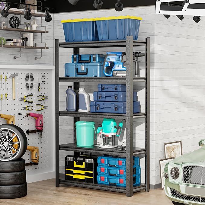 48" W Garage Shelving, 5-Tier Heavy Duty Shelving Unit, 3000LBS Adjustable - Image 8