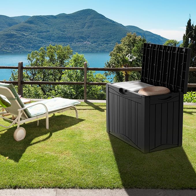 50 Gallon Plus Resin Deck Box, Waterproof Outdoor Storage Box - Image 3
