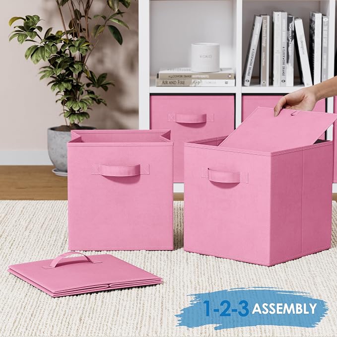 Storage Cubes - 11 Inch Cube Storage Bins. Fabric Cubby Organizer Baskets - Image 6