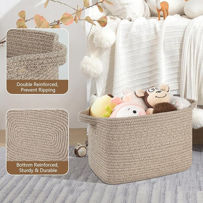 Storage Basket for Organizing, Woven Baskets for Storage, Rectangle Decorative - Image 3
