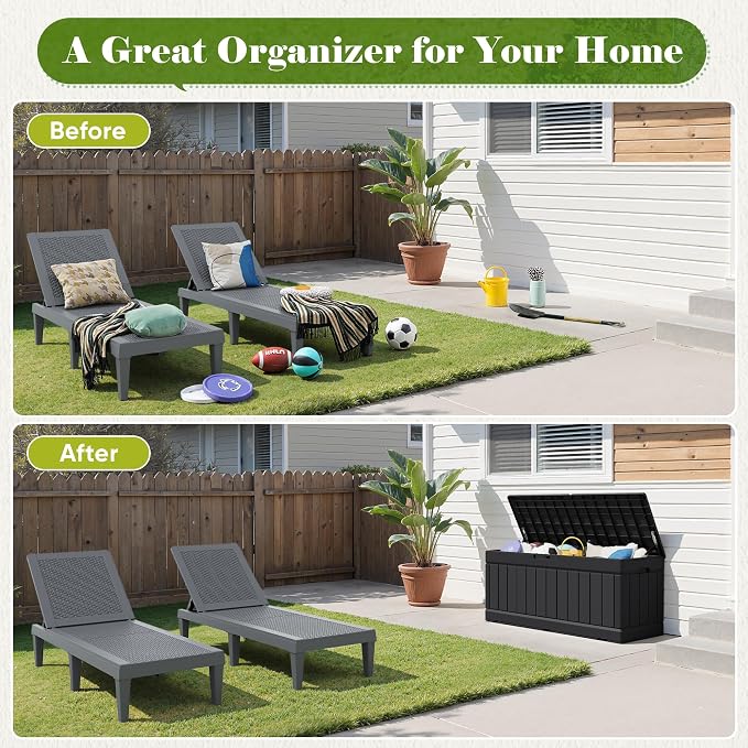 Flamaker Outdoor Storage Box 80 Gallon Resin Waterproof Deck Box Delivery Box - Image 5
