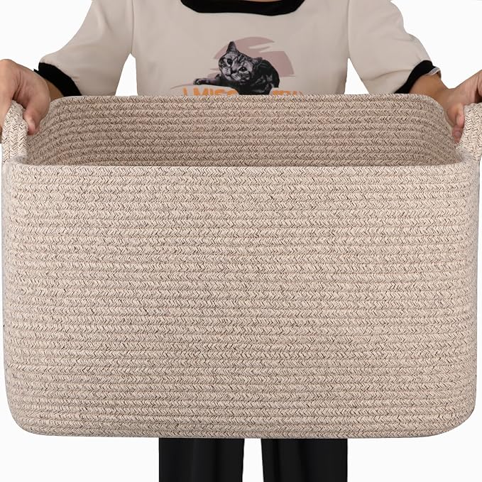 65L Large Storage Basket, Cotton Rope Woven Blanket Basket, Toy Storage by SIXDOVE