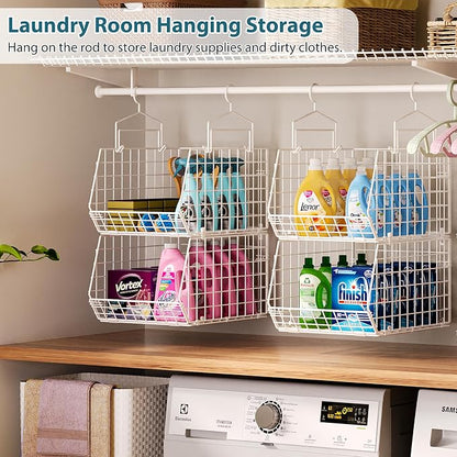 6 Tier Extended Depth Hanging Closet Organizer, Closet Storage Hanging Shelves - Image 9