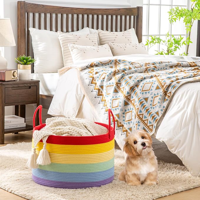 KAKAMAY Large Blanket Basket, Woven Baskets - Image 6