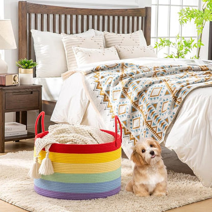 KAKAMAY Large Blanket Basket, Woven Baskets - Image 6