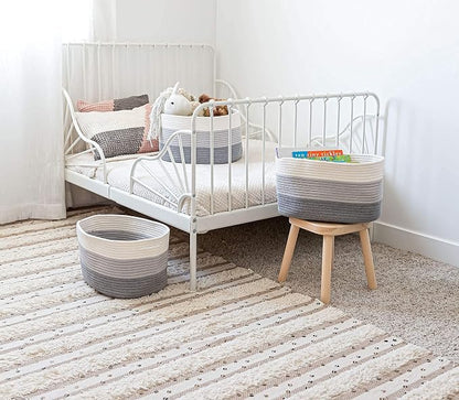 OrganiHaus Set of 3 Gray Woven Storage Baskets - Image 5