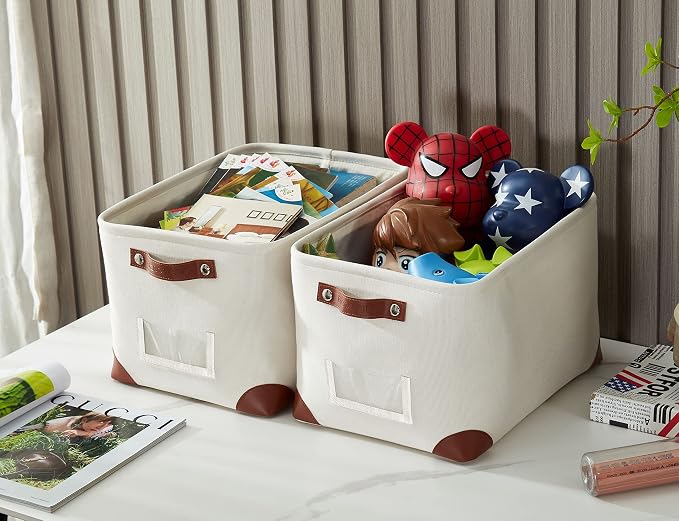 DECOMOMO White Storage Bins Fabric Storage Baskets - Image 7