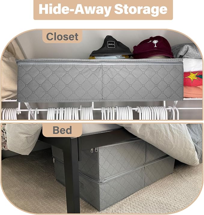 LotFancy Foldable Under Bed Storage Bags, Closet Organizers and Storage Bins - Image 9