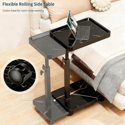 C Table End Table Adjustable Height, 360°Swivel TV Tray Table - Image 5