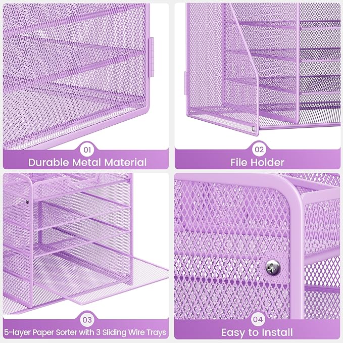 Lavatino 5-Tier Metal Mesh Desk Organizer - Image 6