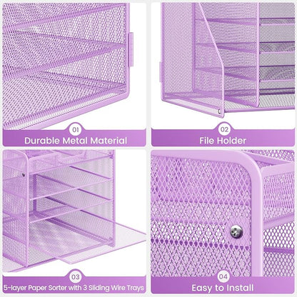 Lavatino 5-Tier Metal Mesh Desk Organizer - Image 6